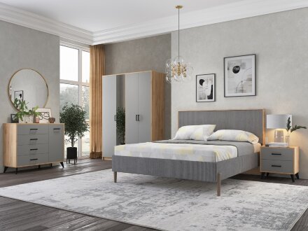 Шкаф четырехдверный Svetlana Loft, дуб золотой / серый 